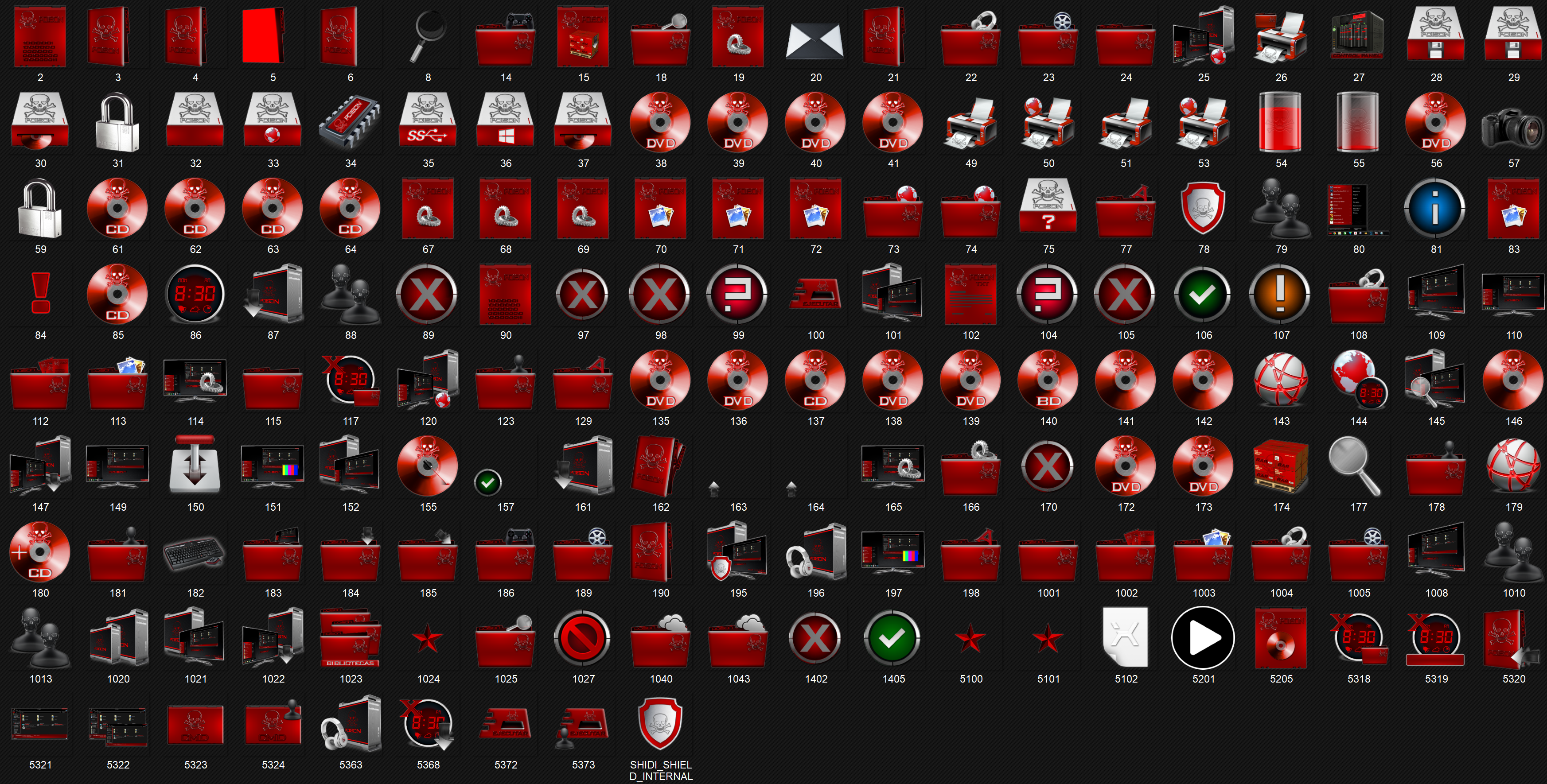 Poison Red 7tsp Icon Pack for Windows 10