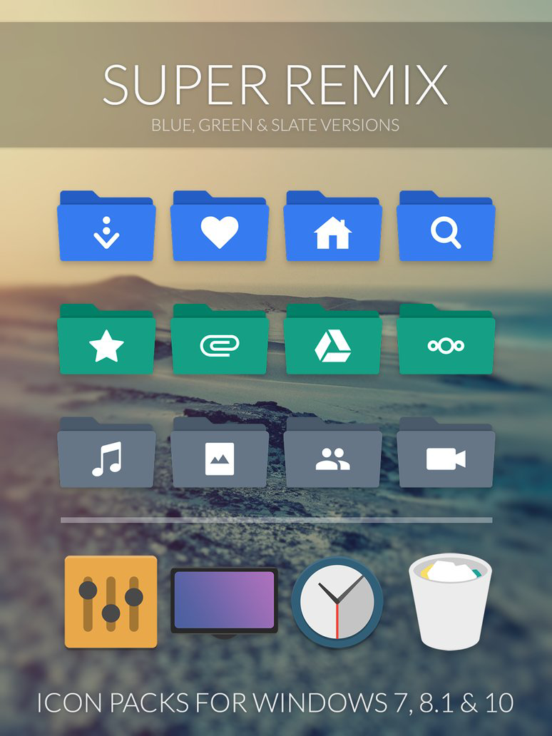 Super Remix Slate IconPack 7TSP - UXTheme Patcher
